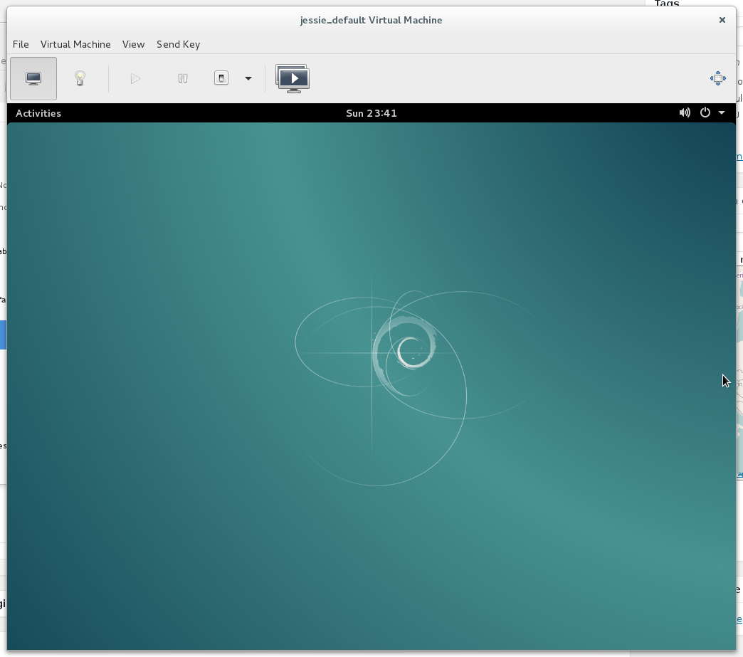 Virtual Machine Manager connected to a Debian Jessie virtual machine